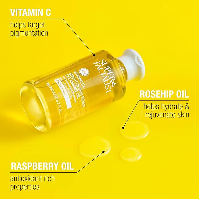 Super Facialist Face Cleanser Oil – Facial Wash & Waterproof Makeup Remover with Vitamin C, Gentle Cleansing Oil for Women, Suitable for All Skin Types 6.8 oz