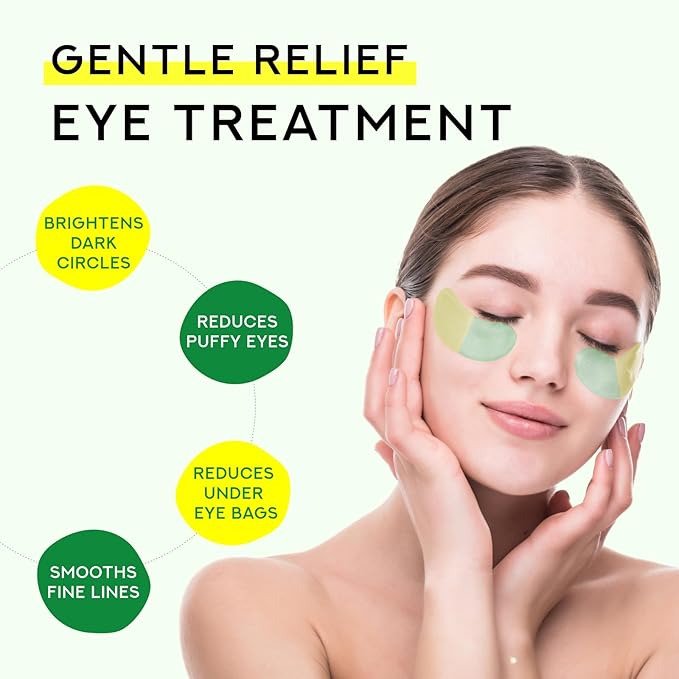 Gentle Relief Under Eye Patches | Calming Eye Treatment Gel Masks With 3-Cica Complex & Panthenol | Under Eye Masks For Dark Circles and Puffiness, Under Eye Bags, Wrinkle Care, Men and Women
