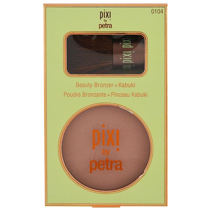 Pixi Beauty Bronzer + Kabuki | Hydrating, Silky Bronzing Powder with Included Brush | Perfectly Pigmented & Long-Wearing Bronzer | For Natural Warmth & Luminosity | Subtly Suntouched | 0.4 oz/10.2 g