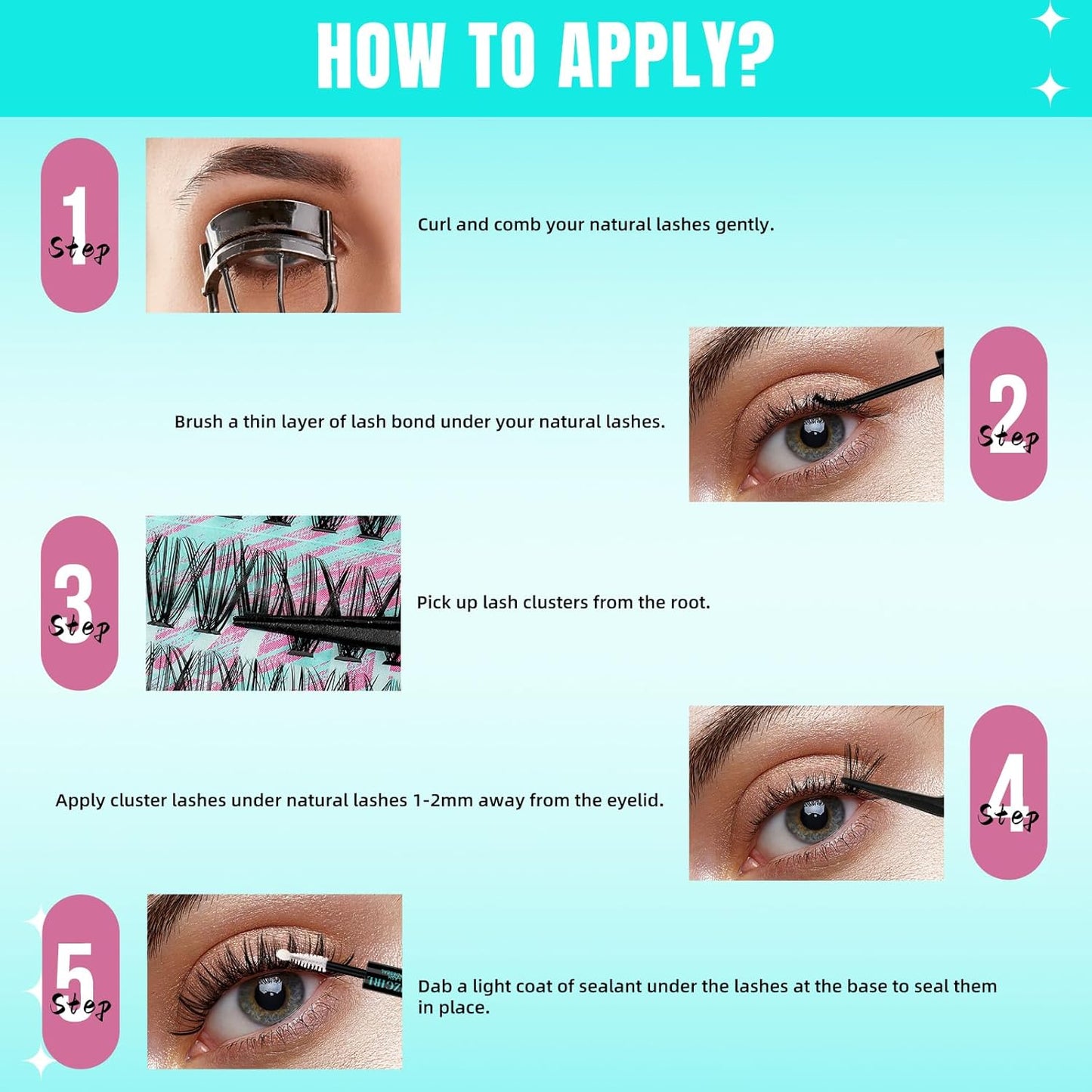 Lash Clusters Wispy 280PCS Eyelash Extension 40D Cluster Lashes Individual Lashes DIY Lash Extension Natural Look Cluster Eyelash Extensions Soft False Eyelashes at Home for Beginners(10mm)