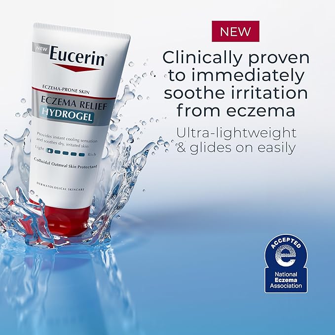 Eucerin Eczema Relief Hydrogel for Dry, Itchy, Eczema-Prone Skin, Fragrance Free and Steroid Free Body Moisturizer for Dry Skin, 5 Fl Oz Tube