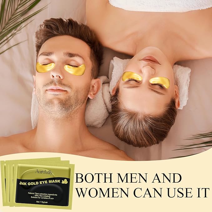 Under Eye Patches(30 Pairs), 24K Gold Eye Mask for Dark Circles, Puffy Eyes and Wrinkles, with Hyaluronic Acid & Collagen