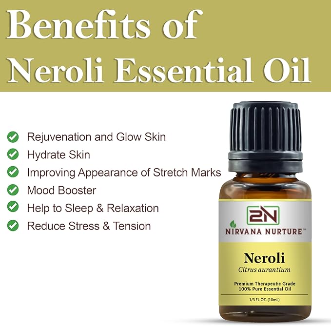 Neroli Essential Oil 100% Pure Premium Therapeutic Grade, Undiluted - Aromatherapy Diffuser for Calm and Relaxation, Skin Care, Hair Care