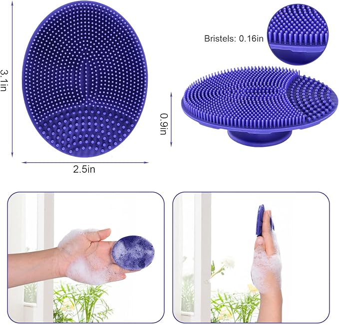 INNERNEED Silicone Face Cleansing Scrubber, Exfoliating Scrub Manual Handheld Facial Brush Blackhead Remover, Food-Grade Soft Bristle (Pack of 4)