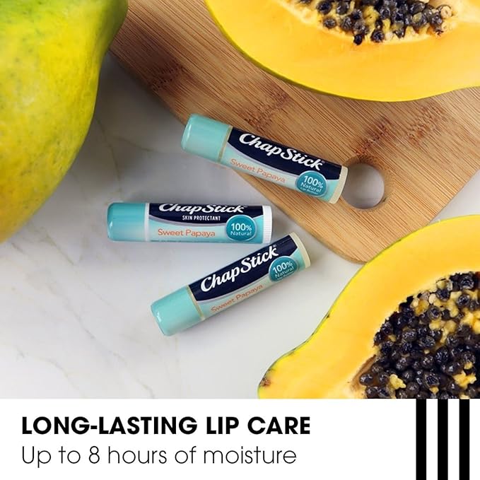 ChapStick Papaya 100% Natural Lip Butter Tube, Lip Balm - 0.15 Oz, Non-tinted, Sweet Papaya