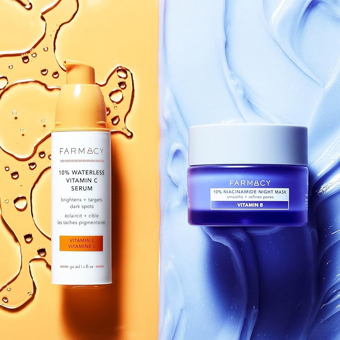 Farmacy 10% Vitamin C Face Serum - Waterless Vitamin C Skin Care Serum to Brighten, Firm + Smooth Skin Texture - Enriched with Upcycled Tangerine Peel to Boost Skin's Moisture + Radiance (5ml)