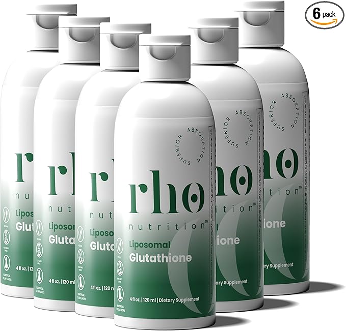 Liposomal Glutathione - Ultra High Absorption Liquid Glutathione Supplement - Supports Natural Detoxification, Immune System, Skin Health, Mental Clarity & Overall Well-Being - 6-Pack