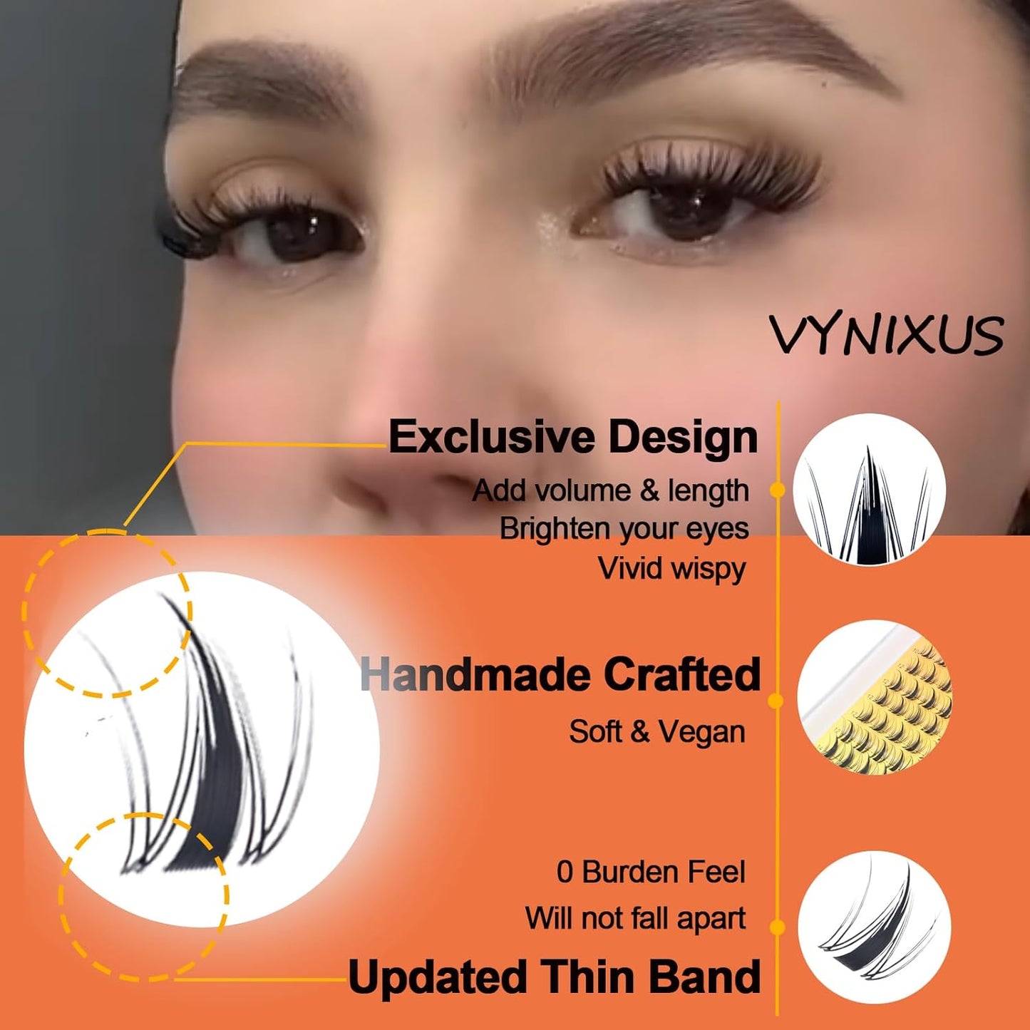 Lash Clusters Wispy Individual Lashes Fluffy Eyelash Clusters Spiky Wet-Look Cluster Eyelash Extensions Natural Cluster Lashes Ultra-Thin Invisible Band (Fairy-0.07D-Mix8-16)