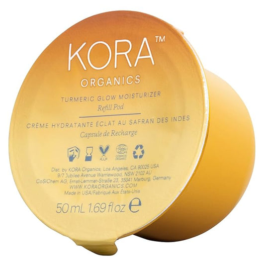 KORA Organics Turmeric Glow Facial Moisturizer Refill Pod, Hydrating Cream with Rosehip Oil for Face, Softens, Firms & Illuminates - Certified Organic & Cruelty-Free, 1.69 Fl Oz