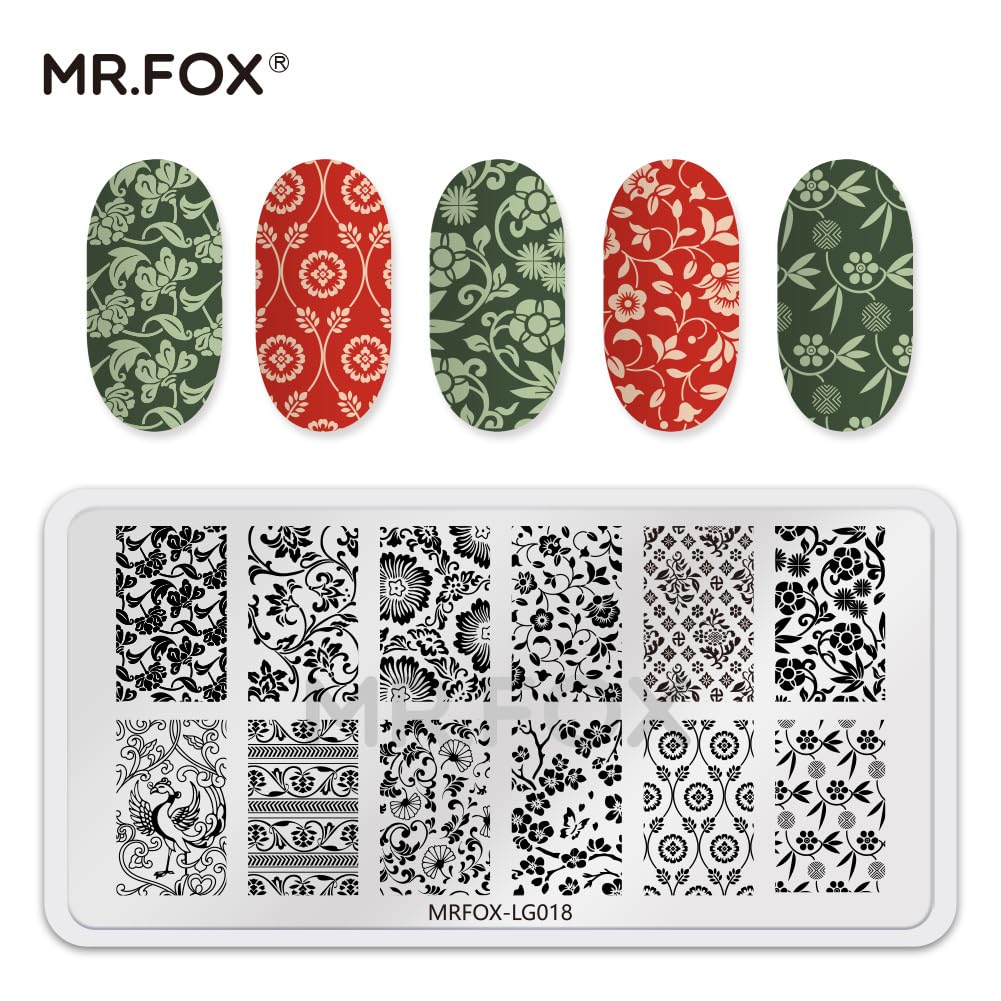 6 Pcs Nail Plates Stamping Set Dragon Patterned Chinese Traditional Decoration Style Nail Art DIY Stamping Template