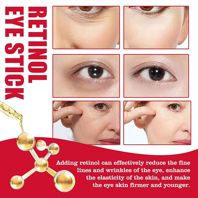 Eye Cream, Retinol Eye Stick, Retinol Eye Cream, Retinol Cream, Retinol Face Cream, Under Eye Cream Anti Aging, Moisturizing Eye Balm Reduces Wrinkles Fine Lines and Dark Circles
