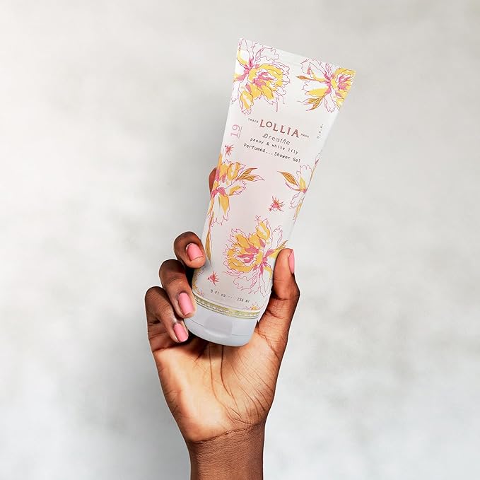 LOLLIA Breathe Shower Gel, 8 fl. oz. – Peony & White Lily – Scented Shower Gel Body Wash, Shea Butter Body Wash, Bath Wash for Women, Beautiful Shower Gel, Moisturizing Body Wash