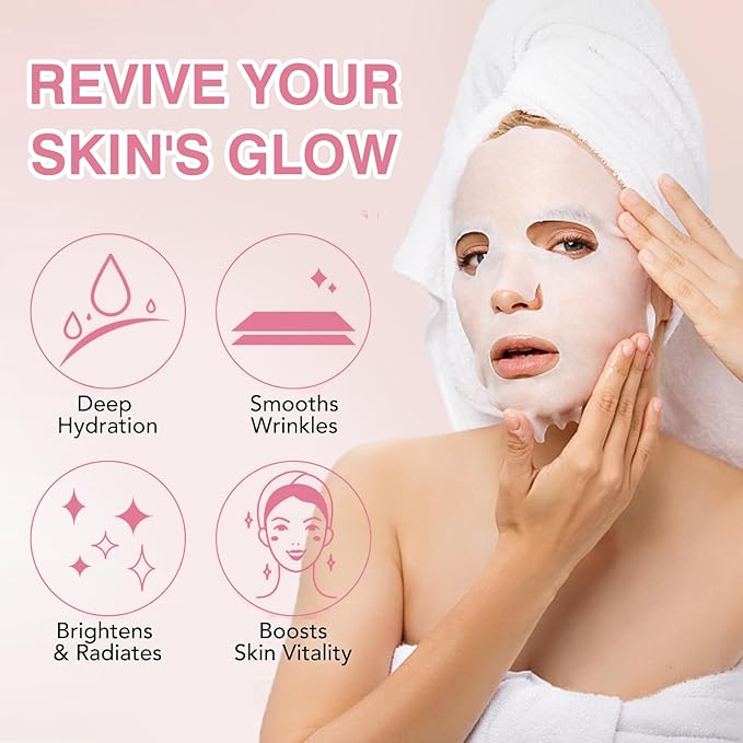 10 Sheets Face Masks Skincare for All Skin Types, Rose Hydrating Face Sheet Masks Suitable for Sensitive Skin, Pink Moisturizing Facial Mask for Women Skin Care, Face Mask Gifts for Face Spa