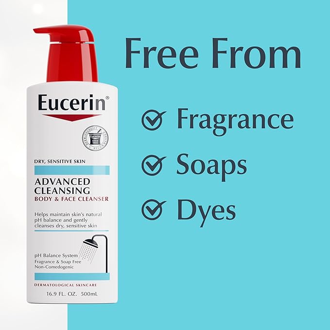 Eucerin Advanced Cleansing Body & Face Cleanser - Fragrance & Soap Free for Dry, Sensitive Skin - 16.9 fl. oz Bottle