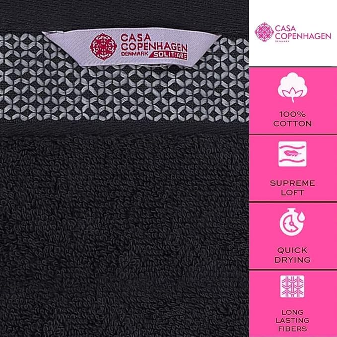 CASA COPENHAGEN Solitaire Towel, 2 Piece Bath Sheet Towel Set- Pine Grey, 600 GSM Designed in Denmark Made of Soft Egyptian Cotton for Bathroom, Kitchen & Shower