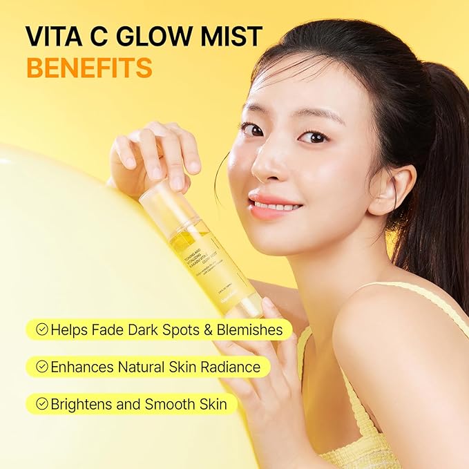 Vitamin C Mist with Niacinamide & Glutathione, Glow Mist for Dewy Skin, Makeup Setting Spray for face, Korean Skin Care, Vegan, 3.38 Fl Oz