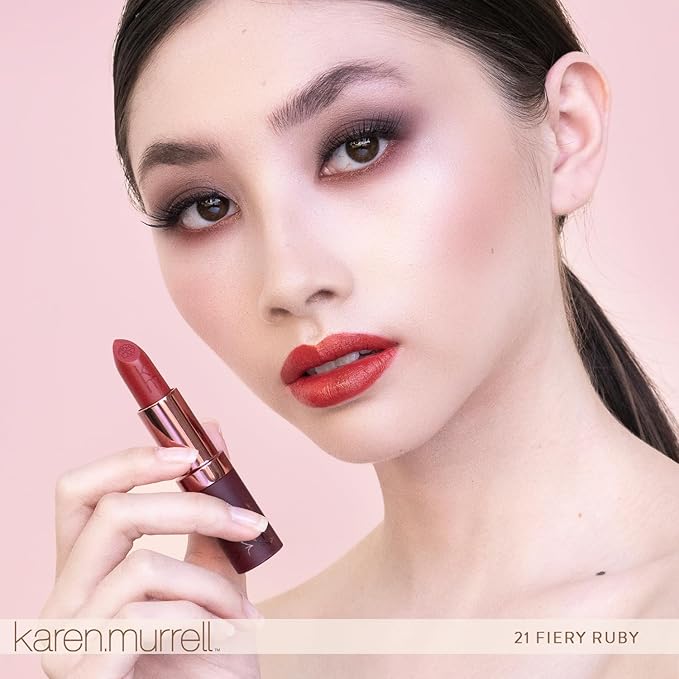Karen Murrell - Natural Lip Stick - Lipstick 21 Fiery Ruby - Dark Red Lipstick - Matte Finish, 100% Natural Ingredients, Moisturizes & Hydrates Lips - Paraben & Cruelty Free