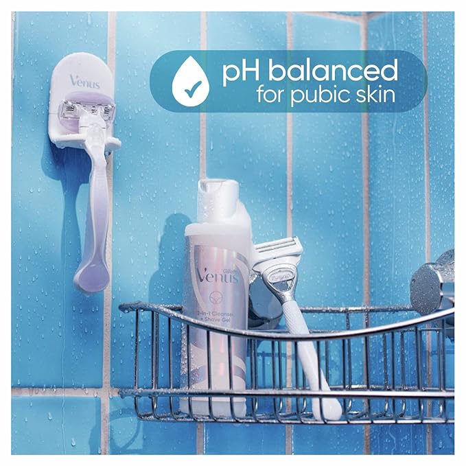 Gillette Venus Intimate Grooming 2in1 Cleanser and Shave Gel for Bikini Pubic Hair and Skin 6.4 Oz