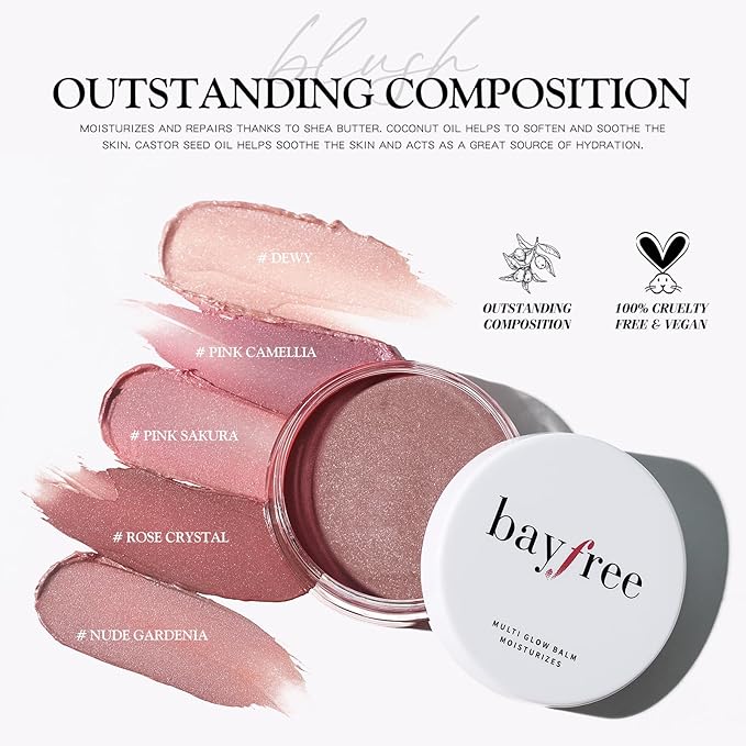 Multi Glow Balm, Cream Blush for Cheeks, Blush Balm Face Makeup, Radiant Finish, Hydrating, Creamy, Lightweight & Blendable Color, Face Balm, 0.63 Oz (Nude Gardenia)