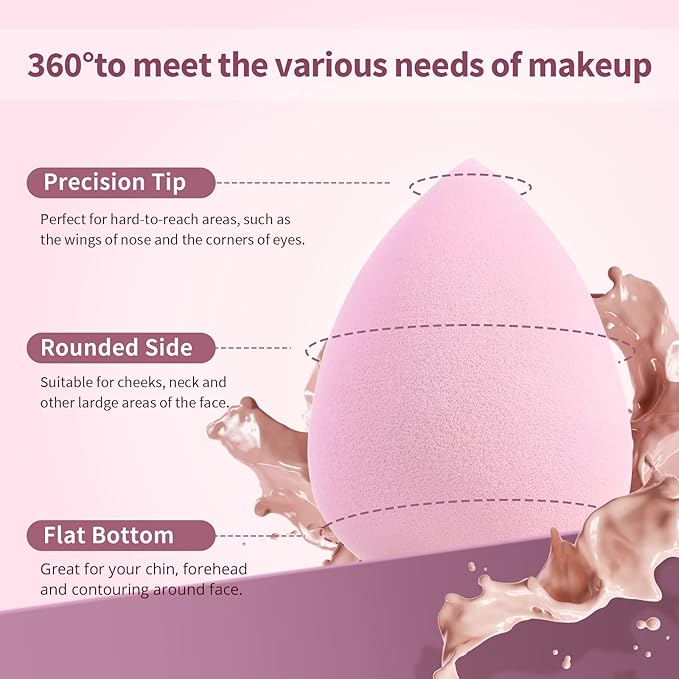 BEAKEY 5 Pcs Makeup Sponge Set, Latex-Free Makeup Sponges for Foundation, Multi-colored Boun Boun Sponges, Flawless for Liquid, Cream, and Powder