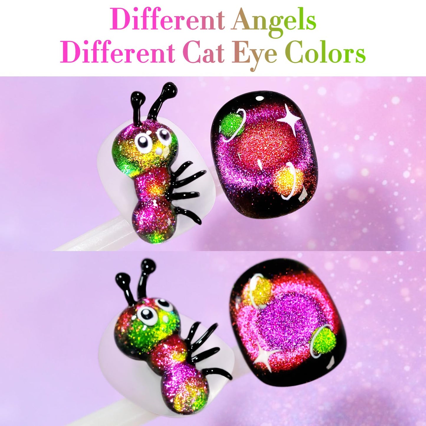 Double Rhythm Cat Eye Gel Polish with Magnet 15ML Holographic Glitter Shimmer Translucent Sheer Color Glass Magnetic Gel Polish Salon DIY at Home (Orange Pink-MC1051)