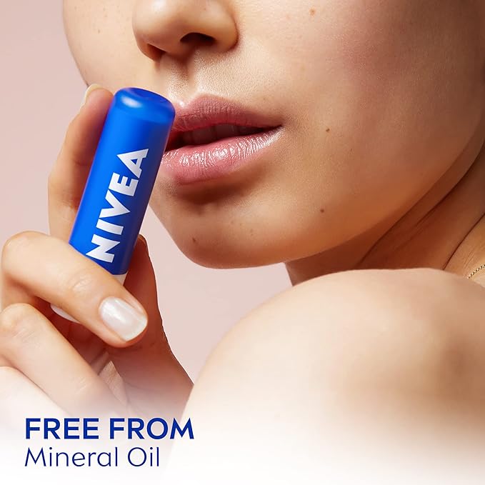 NIVEA Moisture Lip Care, Lip Balm Stick with Shea Butter, Jojoba Oil and Avocado Oil, 0.17 Oz, Pack of 4
