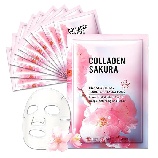 10 Pack Variety Facial Sheet Masks Skin Care Set, Hydrating Bulk Sheet Face Masks Skincare Gifts Set for Women Men, Long Lasting Moisturizing Face Mask Skincare for All Skin Type（14)
