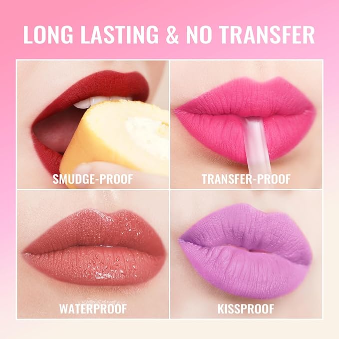 Oulac Matte Pink Lipstick for Women, Long Lasting Liquid Lipstick High Impact Lip Color Full Coverage Lip Makeup with Vitamin E Waterproof Formula,Vegan