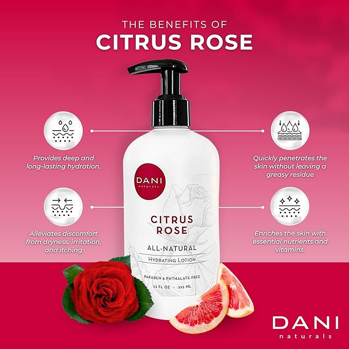 Naturals Hand & Body Lotion - Citrus Rose Scented, Deep Hydration Lotion for Dry Skin, With Shea Butter & Aloe Vera, Natural & Organic Ingredients, Paraben-Free, 12 Oz