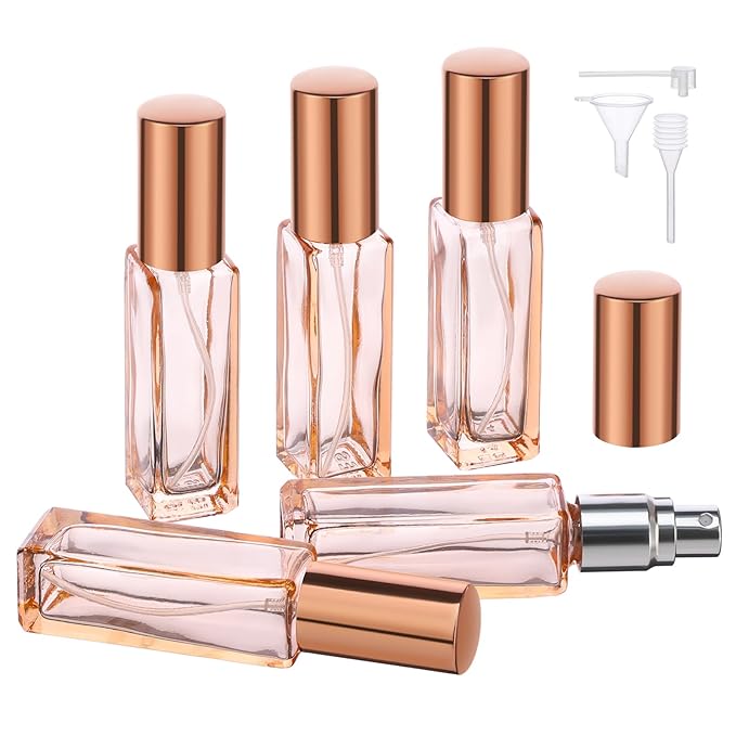 Segbeauty Portable Mini Perfume Atomizer Bottle, 5pcs Empty Refillable Cologne Spray Bottles, 10ML Small Travel Glass Perfume Bottle Fine Mist Sprayer Scent Pump Case for Cologne Fragrance