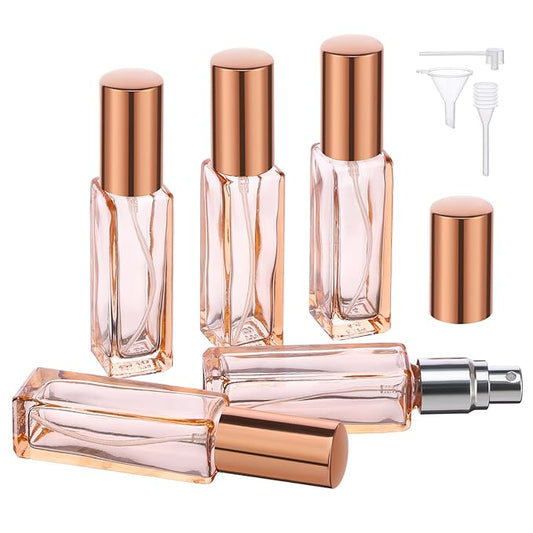 Segbeauty Portable Mini Perfume Atomizer Bottle, 5pcs Empty Refillable Cologne Spray Bottles, 10ML Small Travel Glass Perfume Bottle Fine Mist Sprayer Scent Pump Case for Cologne Fragrance