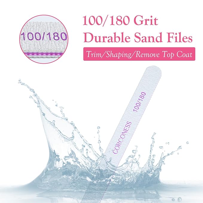 Gel Nail Polish Remover Tools Kit with 10PCS Nail Clips,100ML Nail Polish Remover Bottle,Nail File, Buffer Block,Cuticle Pusher/Peeler,Lint Free Wipes,Nail Brush,Nail Care Cuticle Pads