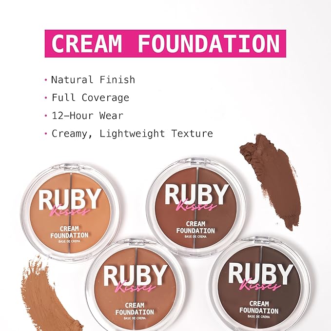 Ruby Kisses 3D Face Creator Cream Foundation & Concealer, 12 Hours Long Lasting, Medium to Full Coverage, Non-Greasy, Ideal for Makeup & Contour Palette (Level 16)