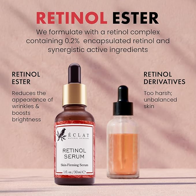 Eclat Skincare Renewing Retinol Serum for Face - Anti Aging Serum with Hyaluronic Acid & Aloe Vera – Hydrates and Improves the Signs of Aging (Fine Lines, Wrinkles & Dark Spots) 1 Fl Oz