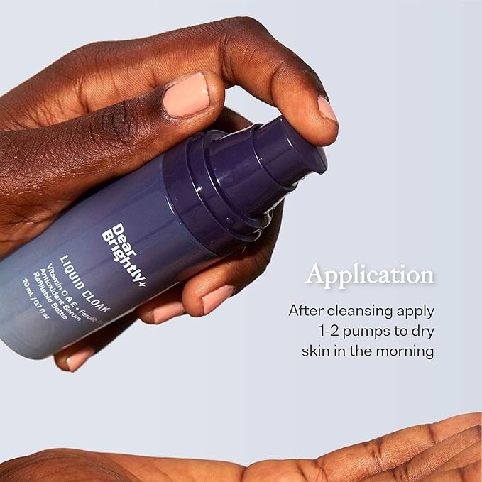 Vitamin C Serum Refill with Ferulic Acid and Vitamin E for Glowing Radiant Skin by Dear Brightly, Face Brightening, Facial Serum for Sensitive Skin, Refillable Glass Bottle, 0.7 fl oz