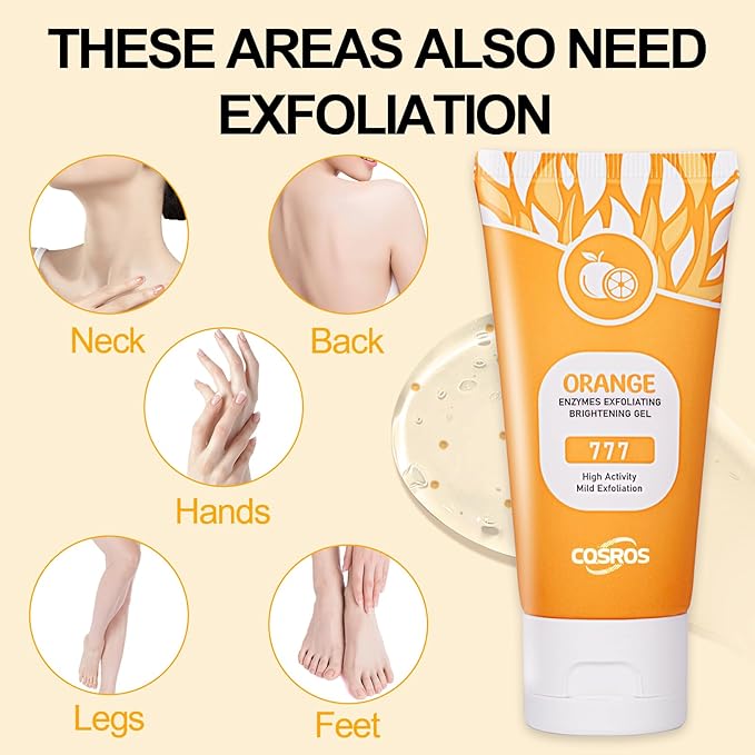 BROUYOUE Orange Exfoliating Gel Scrub for Face and Body Skin, Deep Cleansing Moisturizing Skin Orange Peeling Gel, Natural Orange Exfoliating Gel for All Types Skin (1pc)