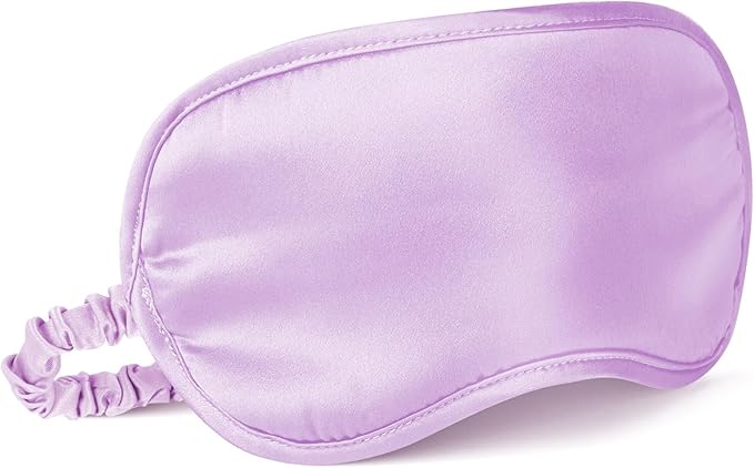LULUSILK 100% Mulberry Silk Sleep Mask, Lavender Silk Eye Cover for Sleeping, Pack of 1