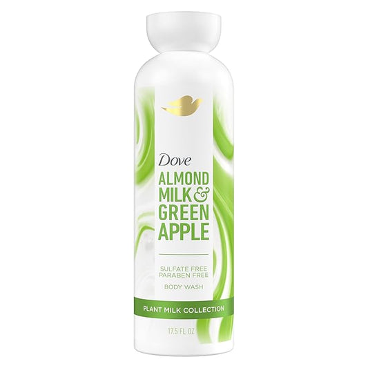 Dove Plant Milk Cleansing Body Wash Almond Milk & Green Apple for Moisturized Skin Gentle Cleanser, No Sulfates or Parabens, pH balanced 17.5 fl oz