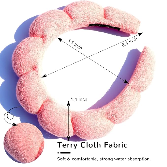 Spa Headbands for Washing Face or Facial, Makeup Headband, Skincare Headbands, Terry Cloth Head band Face Wash Puffy Head band, Mask, Skin Treatment