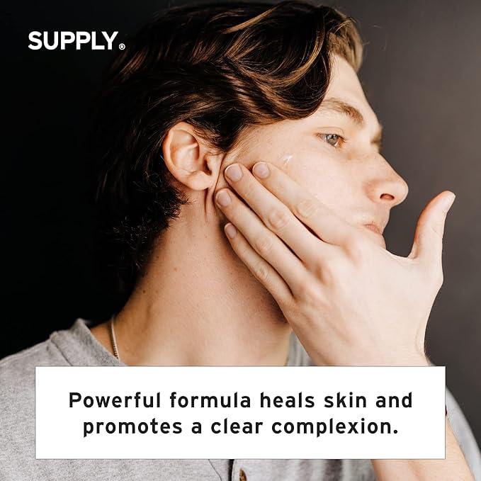 Supply Men’s Facial Moisturizer – Lightweight, Plant-Based Daily Face Cream with Aloe Vera, Green Tea & Shea Butter – Anti-Aging, Oil-Free Hydration for Wrinkles, Fine Lines & Firmness- 3.4oz