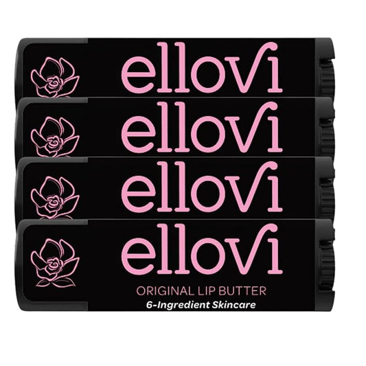 Natural Lip Butter Lip Balm - Original - Pure Enough to Eat - Made With Just 6 Vegan Ingredients - 100% Natural & Organic Moisturizing Lip Care for All Day Hydration (4-Pack)