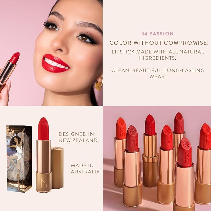 Karen Murrell - Natural Lip Stick - Lipstick 34 Passion - Red Lipstick - Matte Finish, 100% Natural Ingredients, Moisturizes & Hydrates Lips - Paraben & Cruelty Free