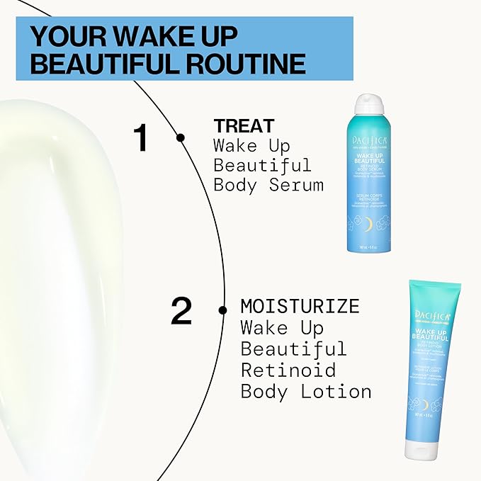 Pacifica Spray Lotion for Body - Wake Up Beautiful Body Serum – Overnight Retinoid Body Treatment, Spray-On Hydrating Serum with Granactive Retinoid, Mushrooms & Melatonin, Plumps & Renews Skin, Vegan