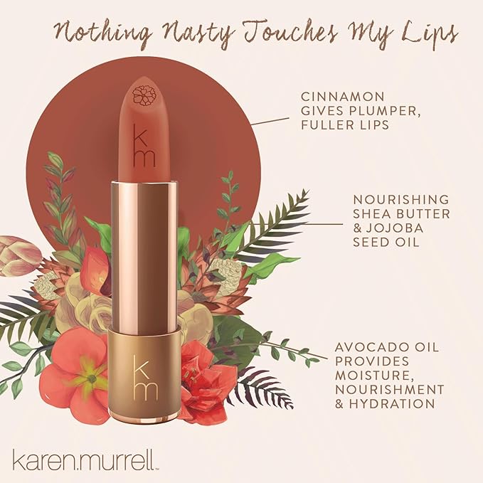 Karen Murrell - Natural Lip Stick - Lipstick 28 Courageous - Brown Lipstick - Matte Finish, 100% Natural Ingredients, Moisturizes & Hydrates Lips - Paraben & Cruelty Free