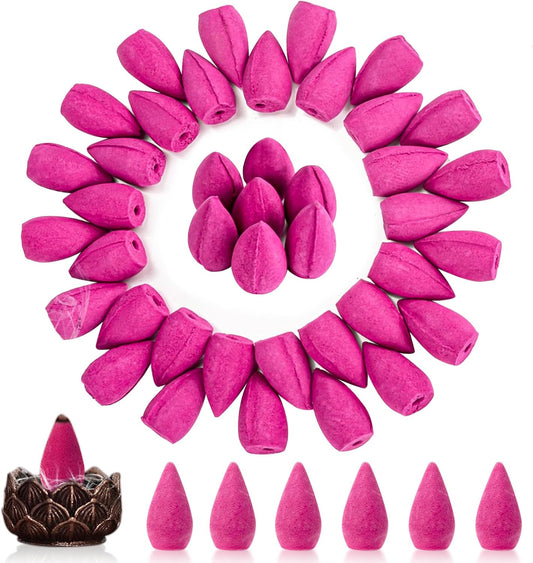 Sukh Backflow Incense Cones for Waterfall - 108 PCS Waterfall Scented Cone Bulk Aromatic Smoke Fountain for Aromatherapy Yoga Relaxation Home Decor(Rose Scents)