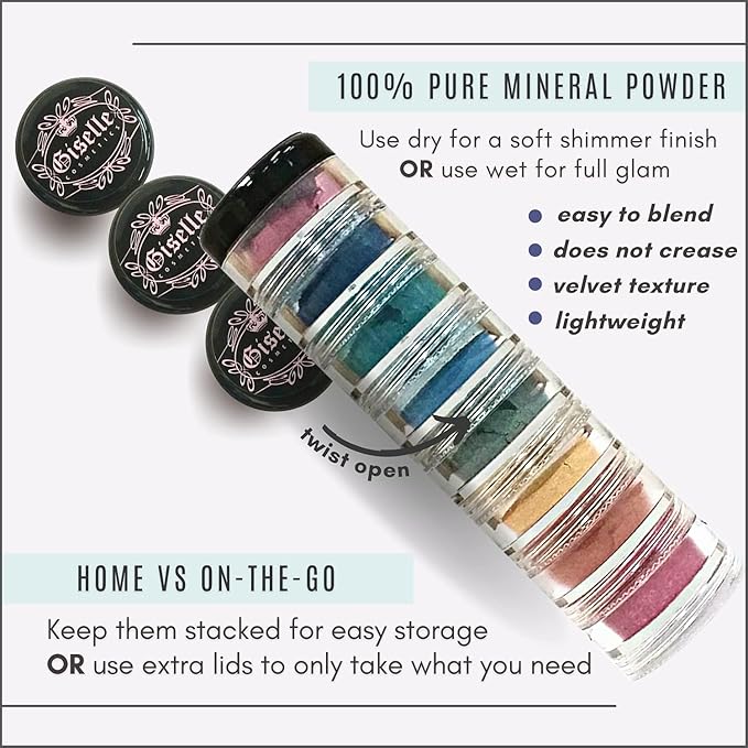 Ice Cream Love Mineral Powder Organic Makeup Kit - Loose Pigment Eyeshadow, Glitter Eyeshadow, Copper Eyeshadow Palette, Non-Toxic Shimmer Eye Shadow, Talc-Free Eyeshadow