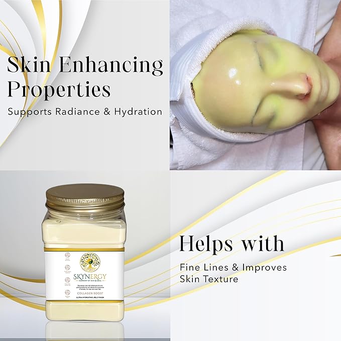 Collagen Boost Jelly Mask - Professional Grade HydroGlo Peel Off Face Mask for Skin Hydration, Radiance, Reduced Fine Lines & Pigmentation Vajafacial Jelly Mask | 12 Applications (30 fl oz)