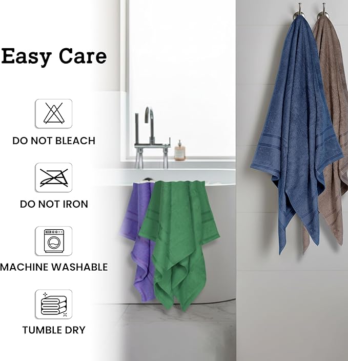 Casa Lino Multicolor II Bath Towels Set of 4 (54" x 27") - Large Bathroom Towel Set - 100% Cotton Towels for Bathroom - Highly Absorbent & Quick Dry Bath Towel Multipack - New Apartment Essentials