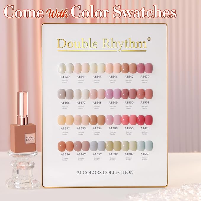 Double Rhythm 28Pcs 0.5Oz Gel Nail Polish Set Same Color Same Bottle Soak Off Gel Polish Kit Nail Art Manicure Salon DIY at Home for Women (Nude Pink Collection-T24-3)