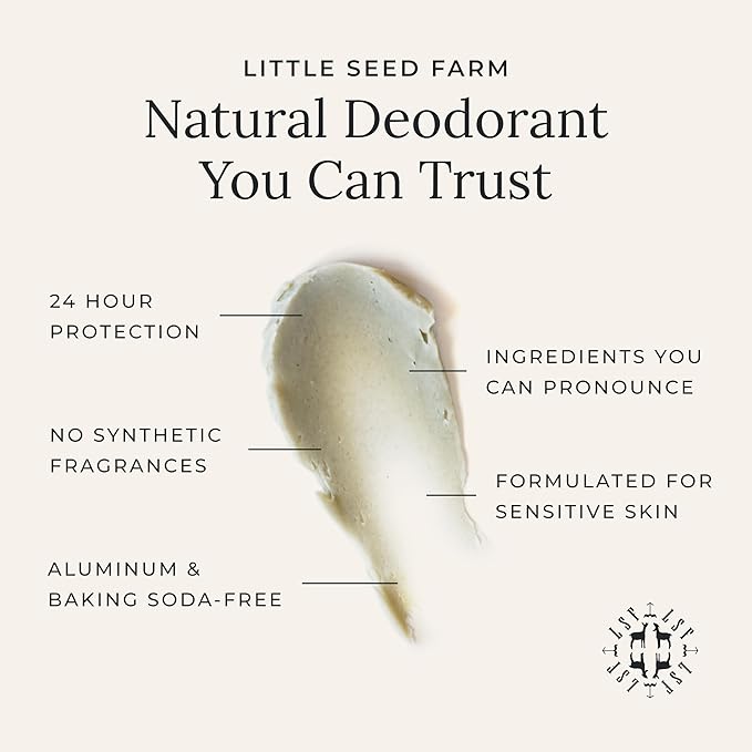 Little Seed Farm All Natural Deodorant Cream, Aluminum Free Deodorant for Women or Men - Blue Tansy Rose, Net Wt. 2.4oz | 68g